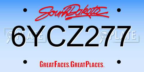 6YCZ277 South Dakota License Plate