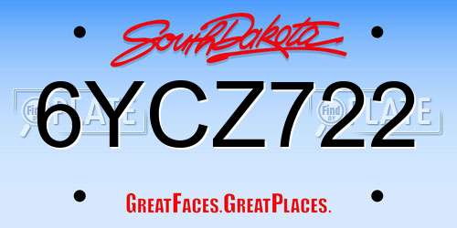 6YCZ722 South Dakota License Plate