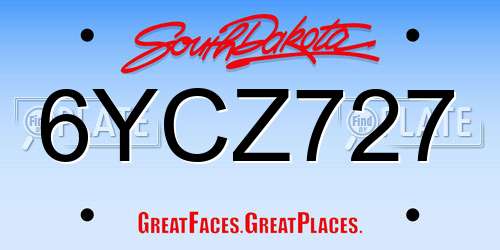 6YCZ727 South Dakota License Plate