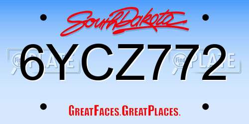 6YCZ772 South Dakota License Plate