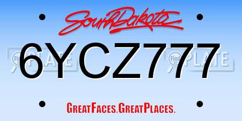 6YCZ777 South Dakota License Plate