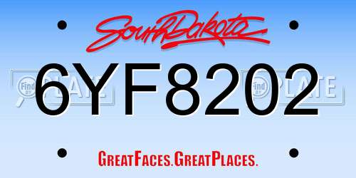 6YF8202 South Dakota License Plate
