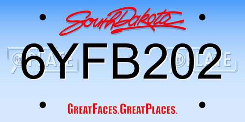 6YFB202 South Dakota License Plate