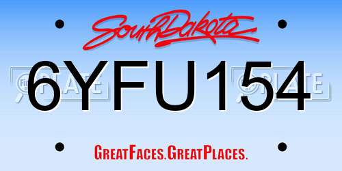 6YFU154 South Dakota License Plate