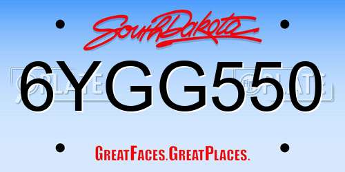 6YGG550 South Dakota License Plate