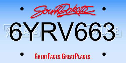 6YRV663 South Dakota License Plate