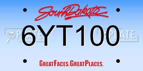 6YT100 South Dakota License Plate