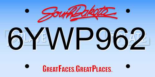 6YWP962 South Dakota License Plate