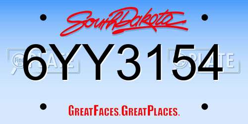 6YY3154 South Dakota License Plate