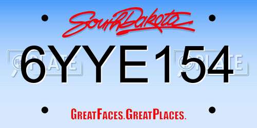 6YYE154 South Dakota License Plate