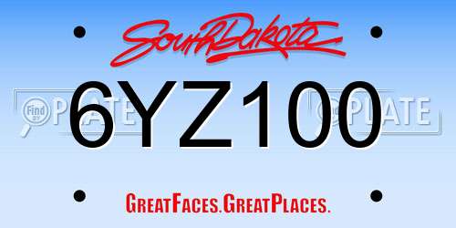 6YZ100 South Dakota License Plate