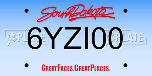 6YZI00 South Dakota License Plate