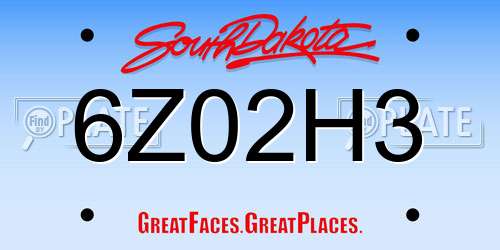 6Z02H3 South Dakota License Plate