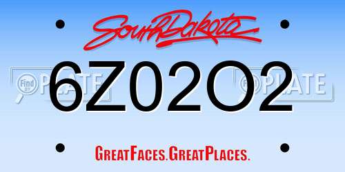 6Z02O2 South Dakota License Plate
