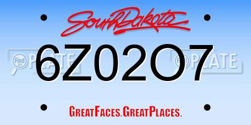 6Z02O7 South Dakota License Plate