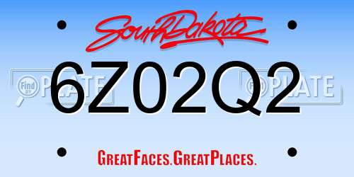 6Z02Q2 South Dakota License Plate