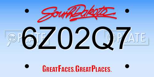 6Z02Q7 South Dakota License Plate