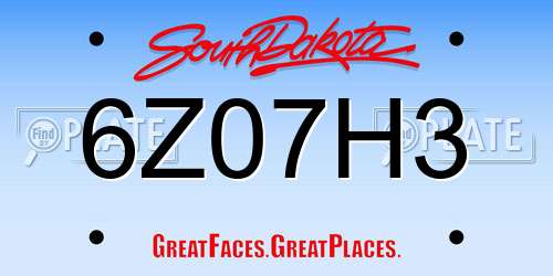 6Z07H3 South Dakota License Plate