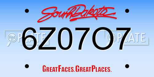 6Z07O7 South Dakota License Plate