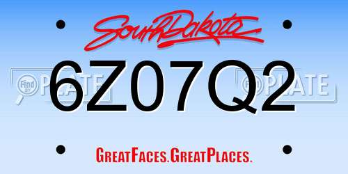 6Z07Q2 South Dakota License Plate