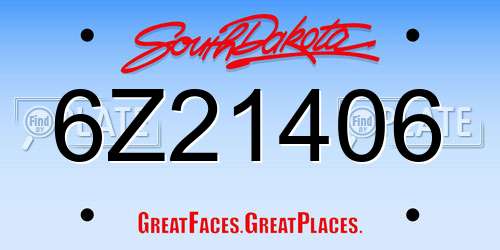 6Z21406 South Dakota License Plate