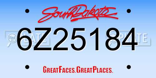 6Z25184 South Dakota License Plate