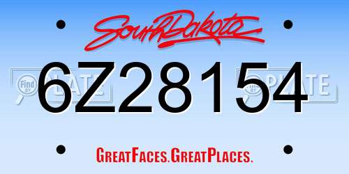 6Z28154 South Dakota License Plate
