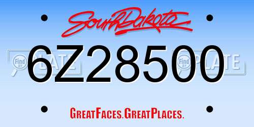 6Z28500 South Dakota License Plate