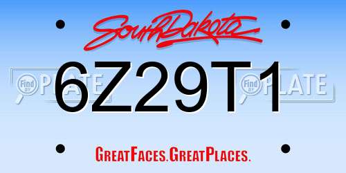 6Z29T1 South Dakota License Plate