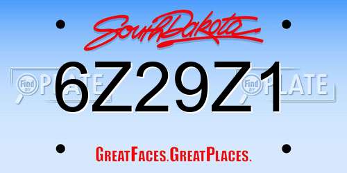 6Z29Z1 South Dakota License Plate
