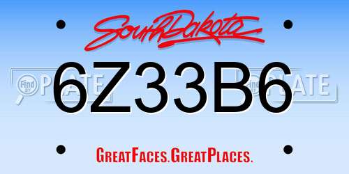 6Z33B6 South Dakota License Plate