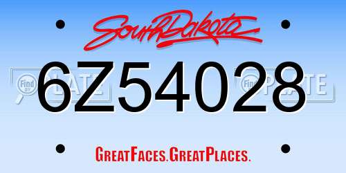 6Z54028 South Dakota License Plate