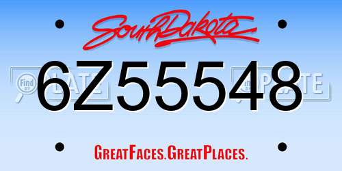 6Z55548 South Dakota License Plate