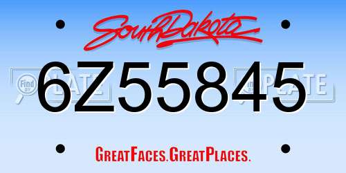 6Z55845 South Dakota License Plate
