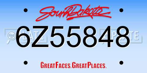6Z55848 South Dakota License Plate