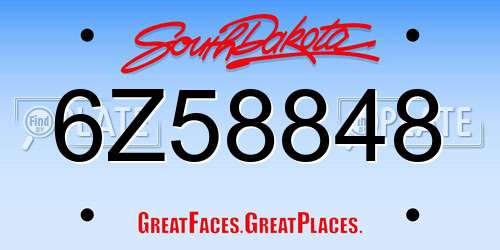 6Z58848 South Dakota License Plate