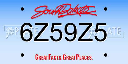6Z59Z5 South Dakota License Plate