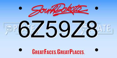 6Z59Z8 South Dakota License Plate