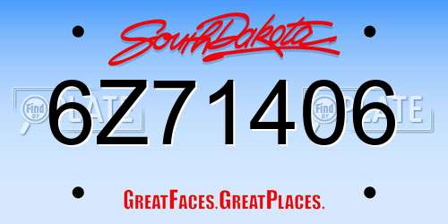 6Z71406 South Dakota License Plate