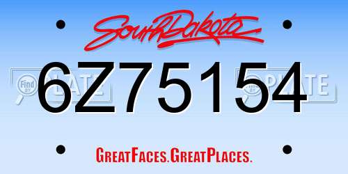 6Z75154 South Dakota License Plate