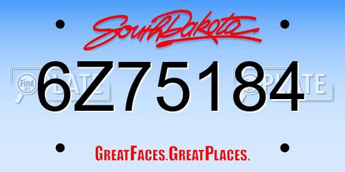 6Z75184 South Dakota License Plate