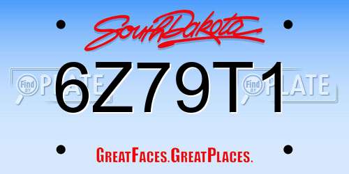 6Z79T1 South Dakota License Plate