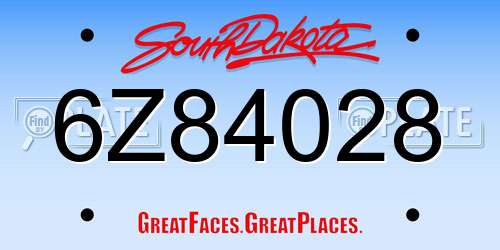6Z84028 South Dakota License Plate