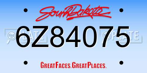 6Z84075 South Dakota License Plate