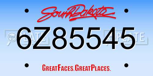 6Z85545 South Dakota License Plate