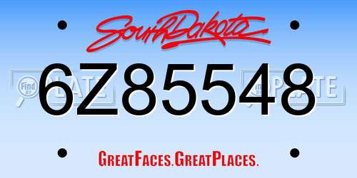 6Z85548 South Dakota License Plate