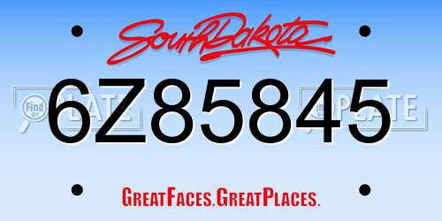 6Z85845 South Dakota License Plate