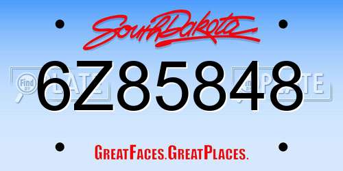6Z85848 South Dakota License Plate