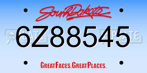6Z88545 South Dakota License Plate