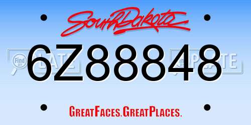 6Z88848 South Dakota License Plate